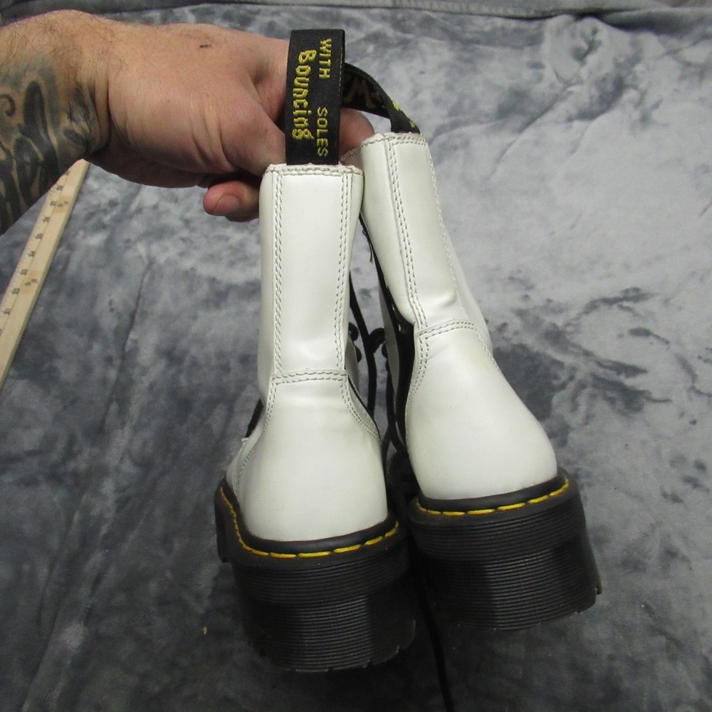 Dr Martens Unisex 8W 7M Jadon Boots White Leather Platform Chunky Combat READ - Picture 10 of 16